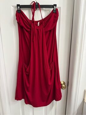 Halter Tie Back Mini Resort Dress with Pockets